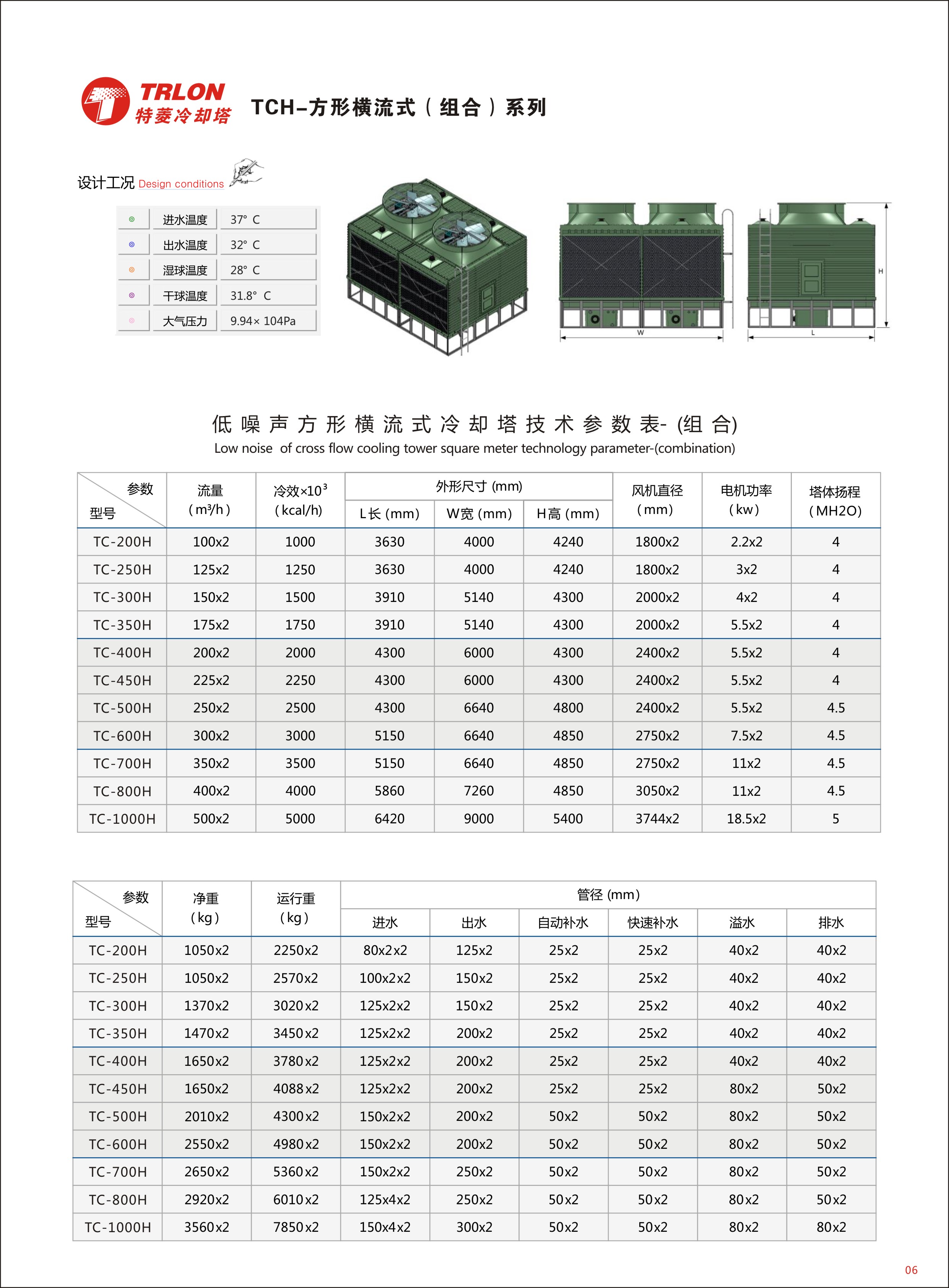 特菱橫流方形冷卻塔